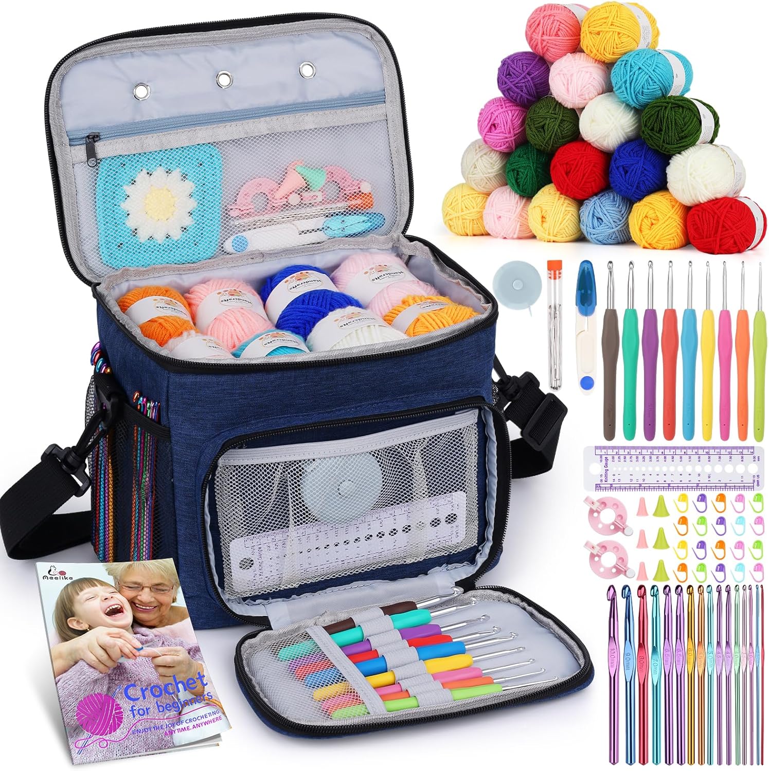 Aeelike 85PCS Crochet Kit 20x25g yarn