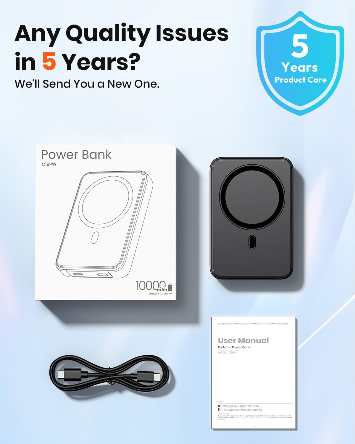 Thumbnail 6 de Riapow Magnetic Portable Charger 10000mAh: Ultra Slim 20W PD Power Bank with Magnetic Back and LED Display