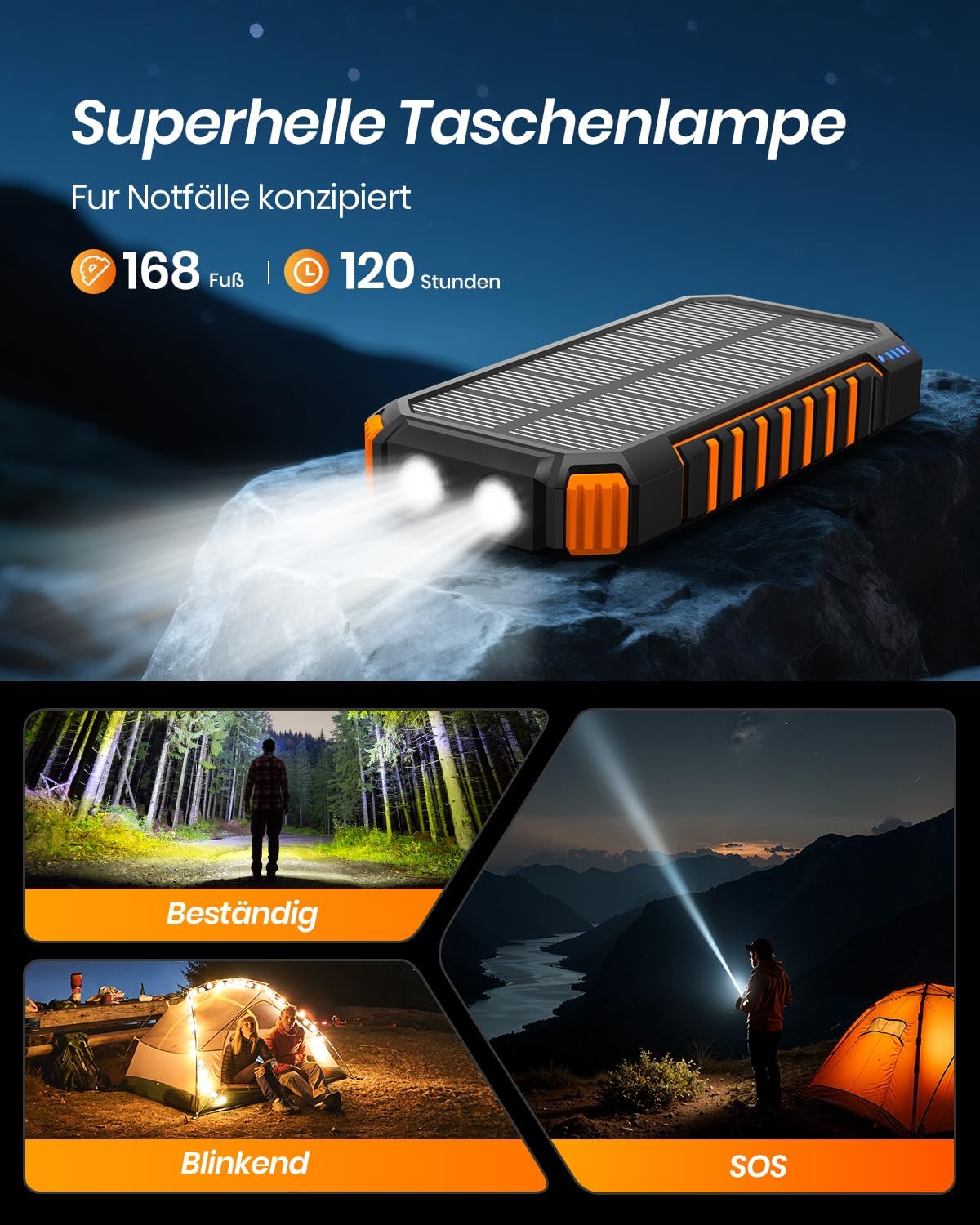 Thumbnail 5 de ADDTOP Solar Power Bank 26800mAh USB-C Schnellladung