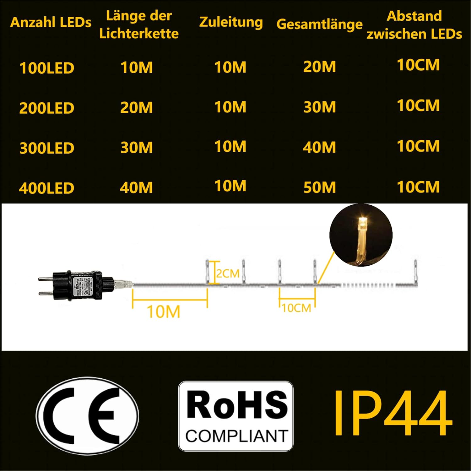 Detalle 2 de HoldOneLight 300LED Lichterkette 30m 🎄