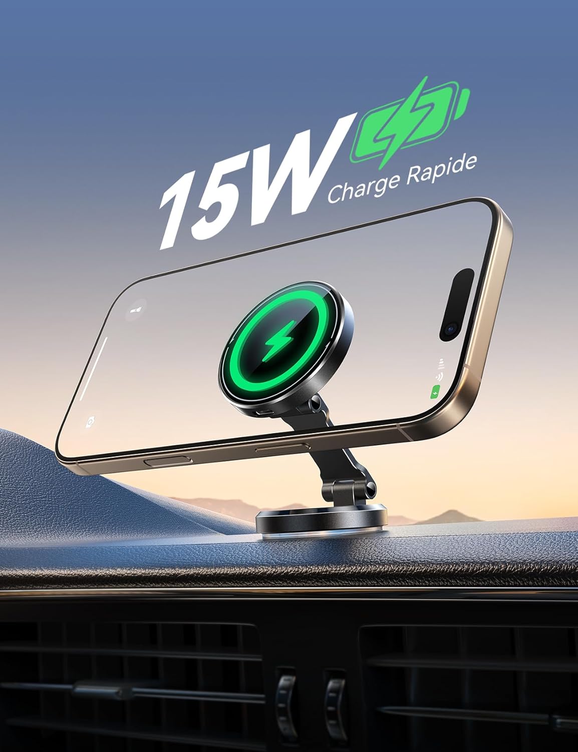 Thumbnail 4 de JOYROOM Support de voiture MagSafe 15 W avec rotation double face et charge rapide pour iPhone