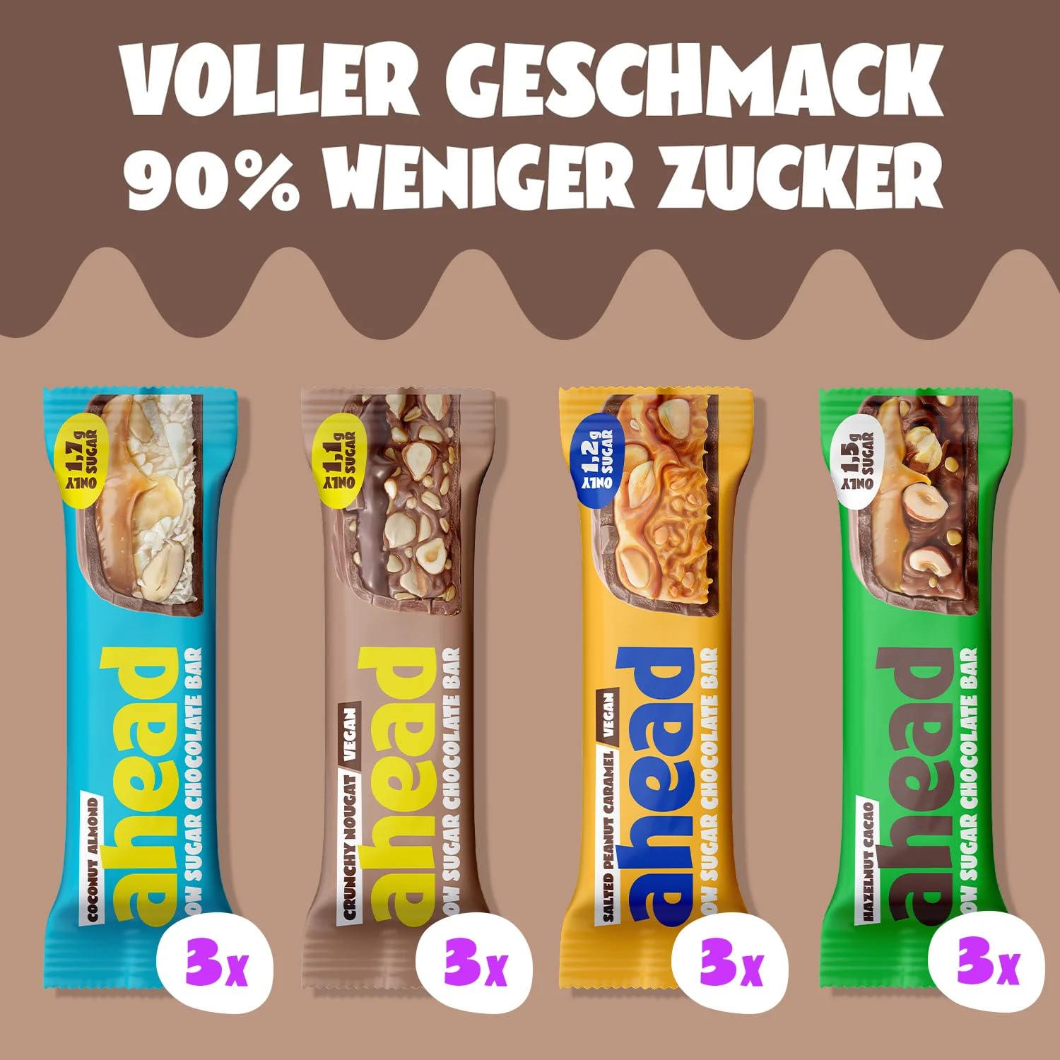 Thumbnail 1 de AHEAD Schokoriegel Probierpaket 2.0 12x Keto Riegel 🍫