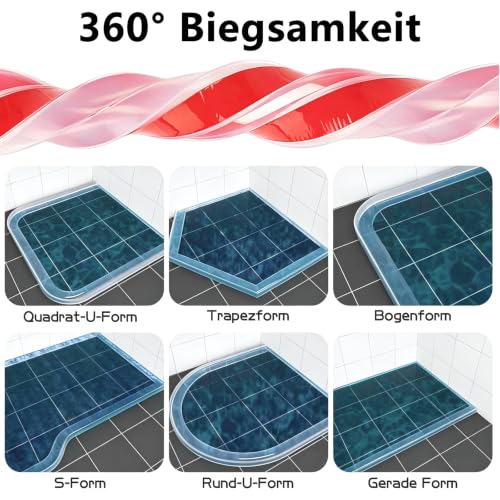 Thumbnail 3 de LAINIKE 5M Dusche Schwallschutzleiste – Selbstklebend, Transparent, Silikon Wasserstopper