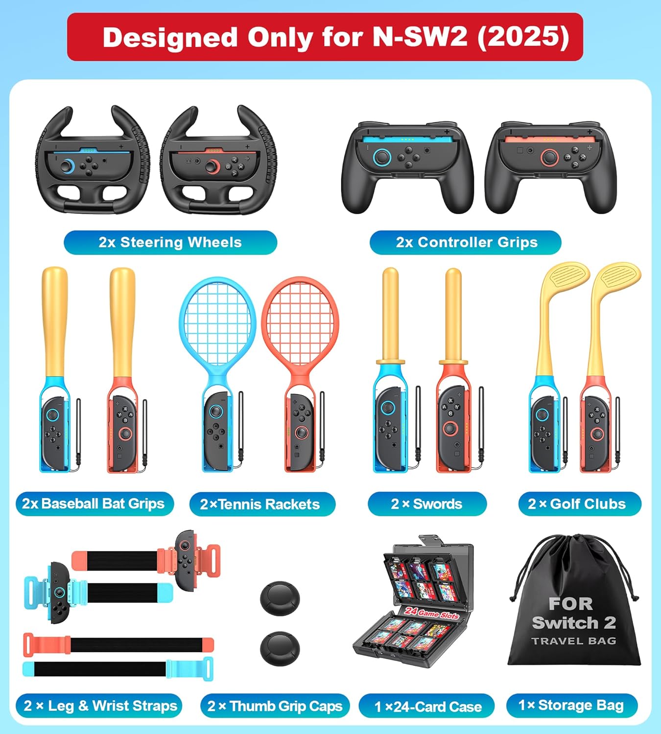 Detalle 2 de Switch 2 20-in-1 Sports Accessories Bundle