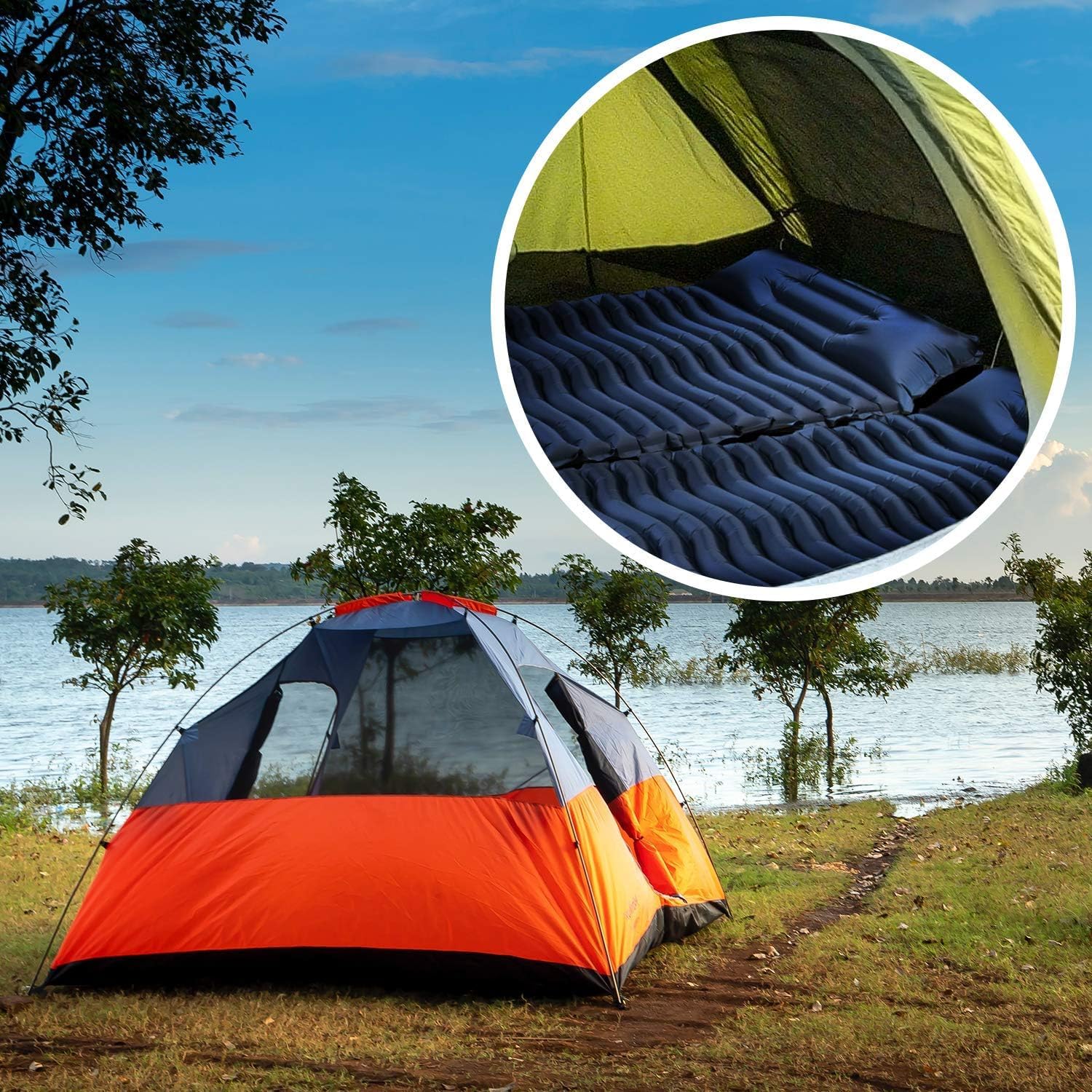 Thumbnail 6 de Unigear Materassino da Campeggio gonfiabile ultraleggero in nylon 40D e TPU per trekking, zaino in spalla e campeggio