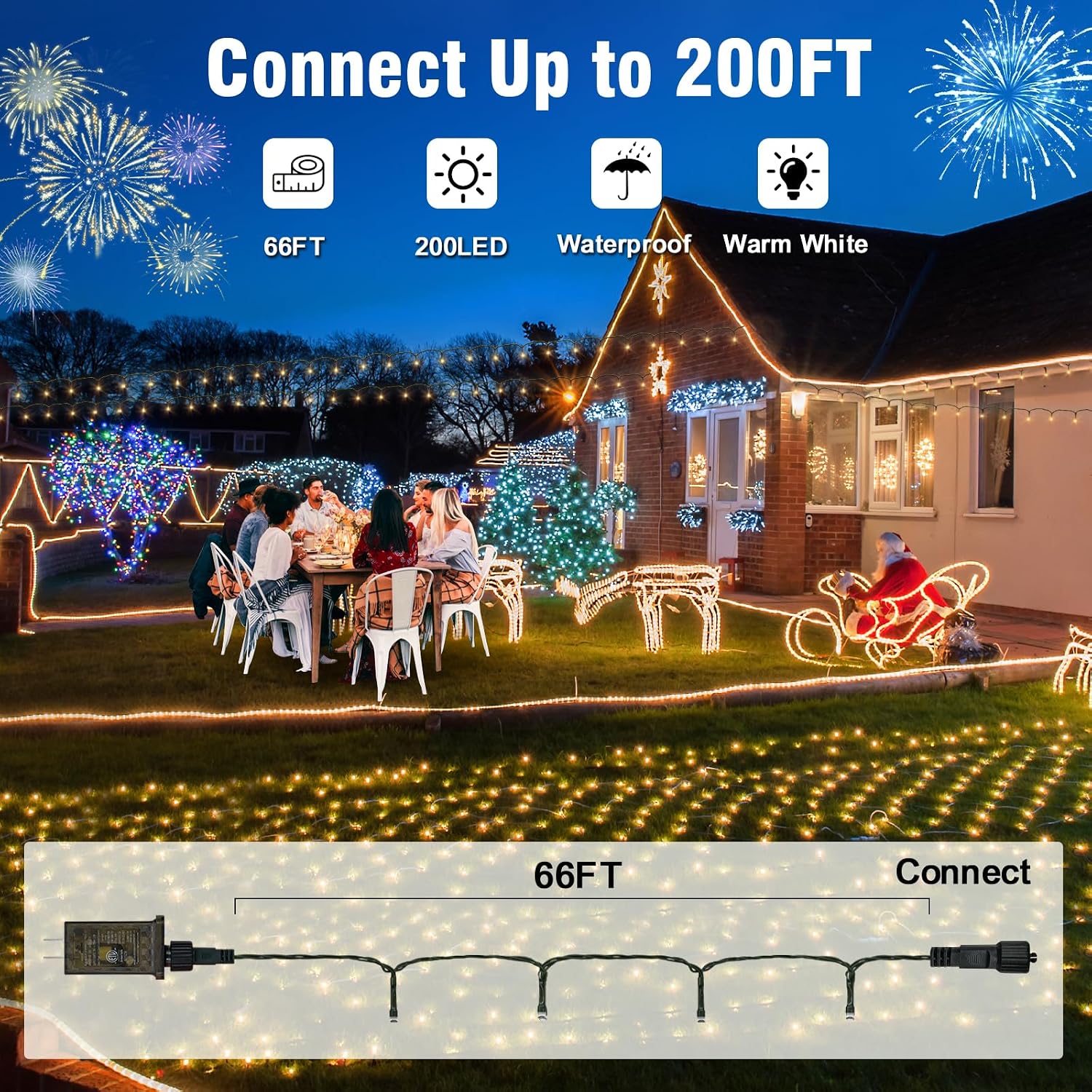 Detalle 2 de Nisocy LED Christmas String Lights, 66FT
