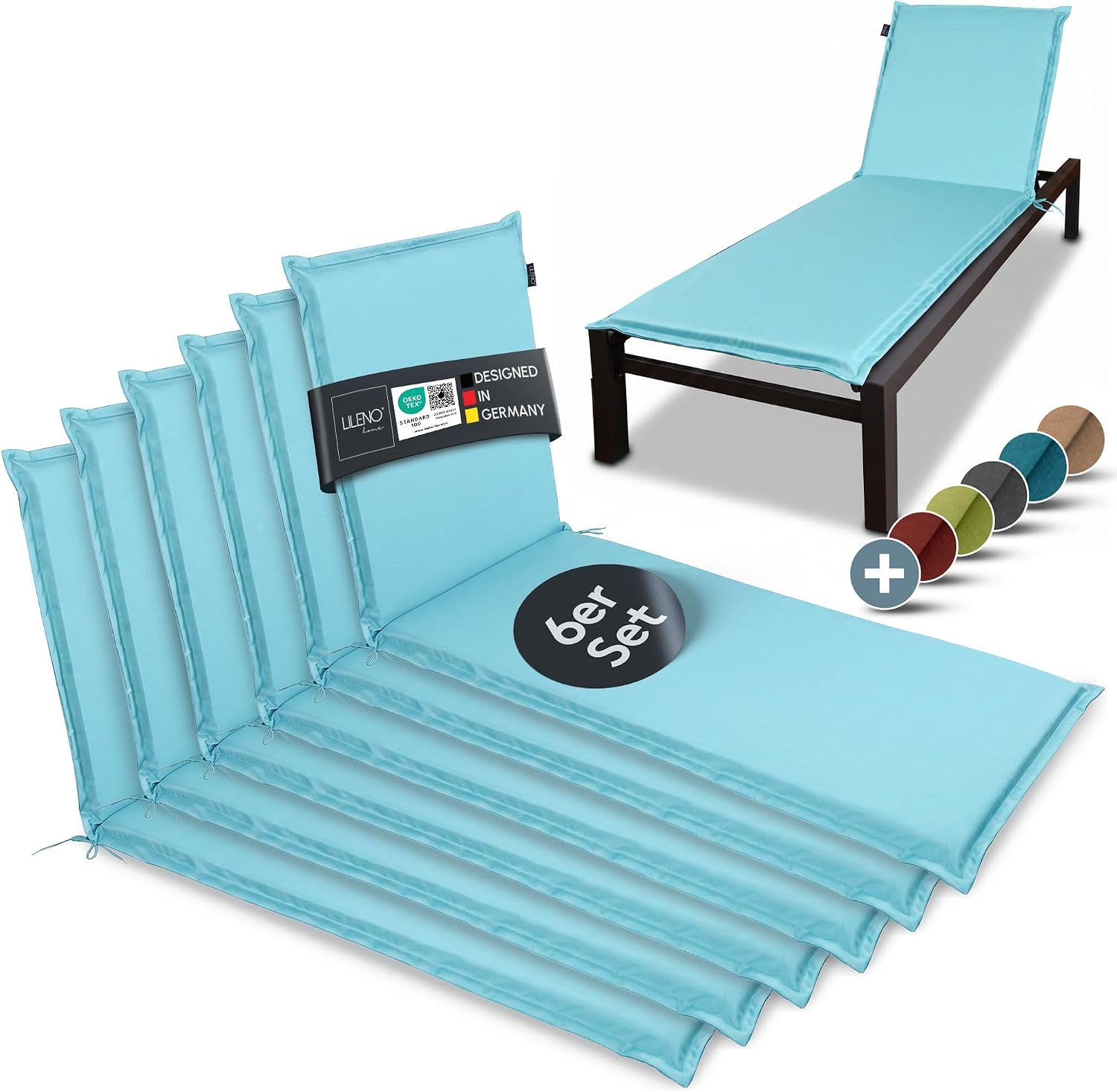 Thumbnail 6 de LILENO HOME Sonnenliege Auflage 4er-Set Grau – Passende Polsterung für Garten- und Strandliege (188 × 60 × 5 cm)