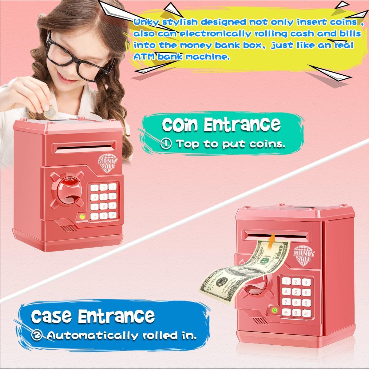 Detalle 1 de Qwifyu Piggy Bank Electronic ATM Safe