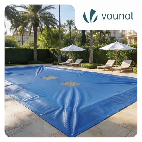 Detalle 2 de VOUNOT Lona para Piscina Rectangular 10 x 5 m: protección robusta con drenaje central y ojales cada 100 cm