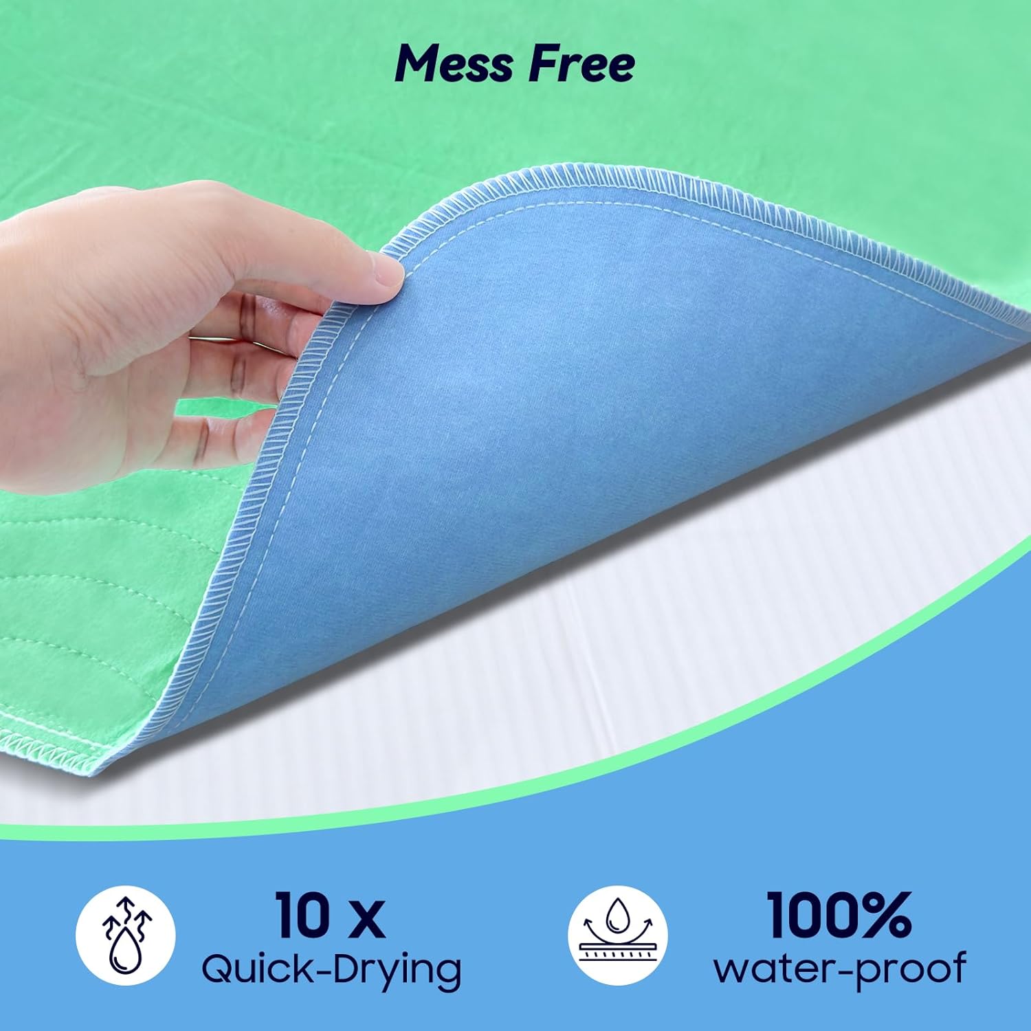 Detalle 2 de 4-Pack 36” x 54” Extra-Heavy Absorbency Washable Underpads (Waterproof, Reusable) for Nursing, Incontinence, Dogs & Mattress Protection