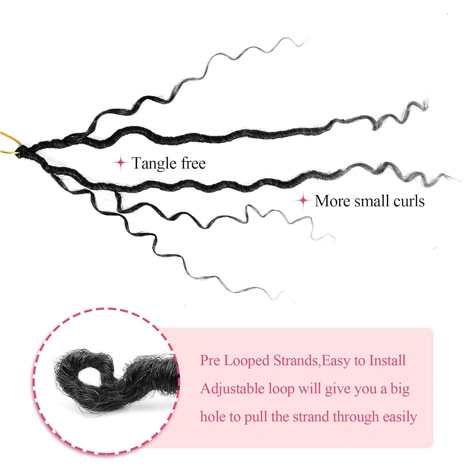 Thumbnail 3 de 8 Packs Boho Faux Locs Crochet Hair – Pre-Looped Goddess Locs, 14 Inch with Curly Ends for Black Women