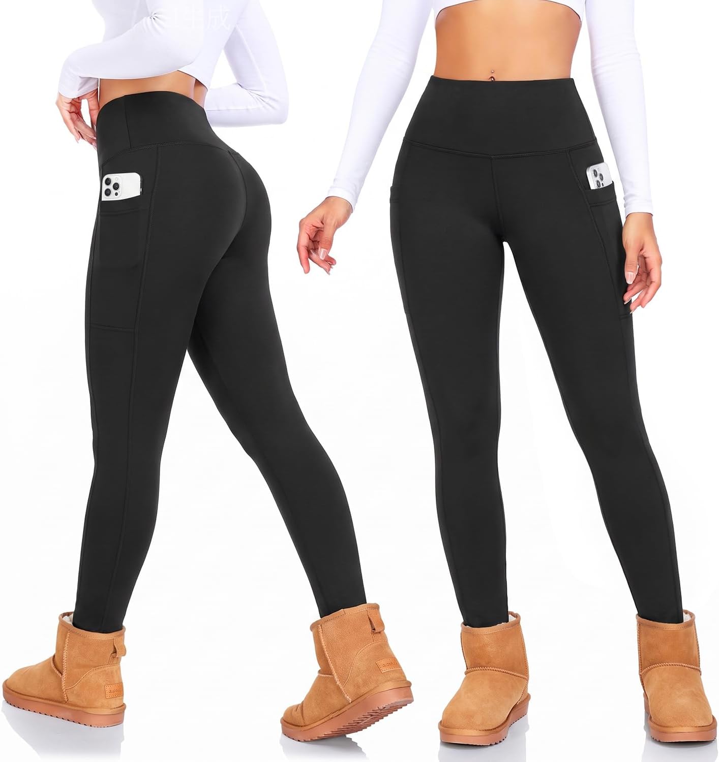 Detalle de CTHH Fleece-Lined High-Waisted Thermal Leggings for Women