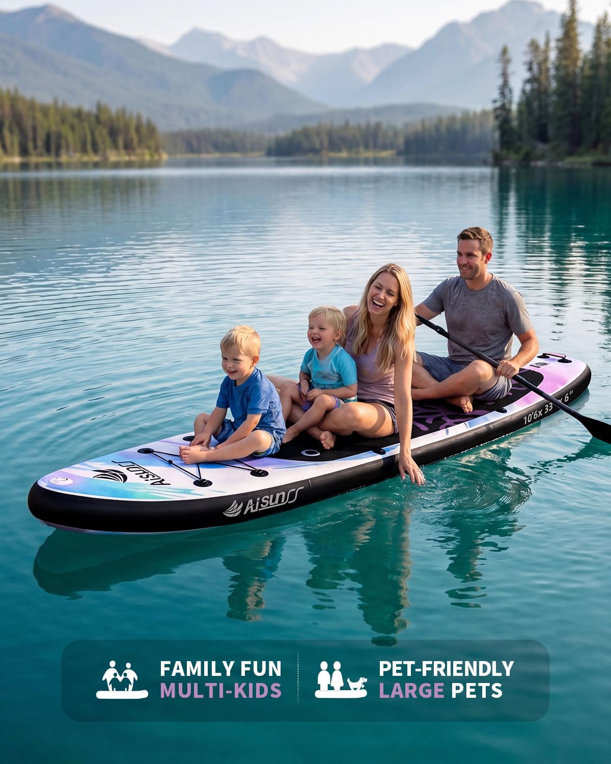 Detalle de AISUNSS Purple Coral Inflatable Paddle Board — 10.6 ft, wide stability with premium accessories