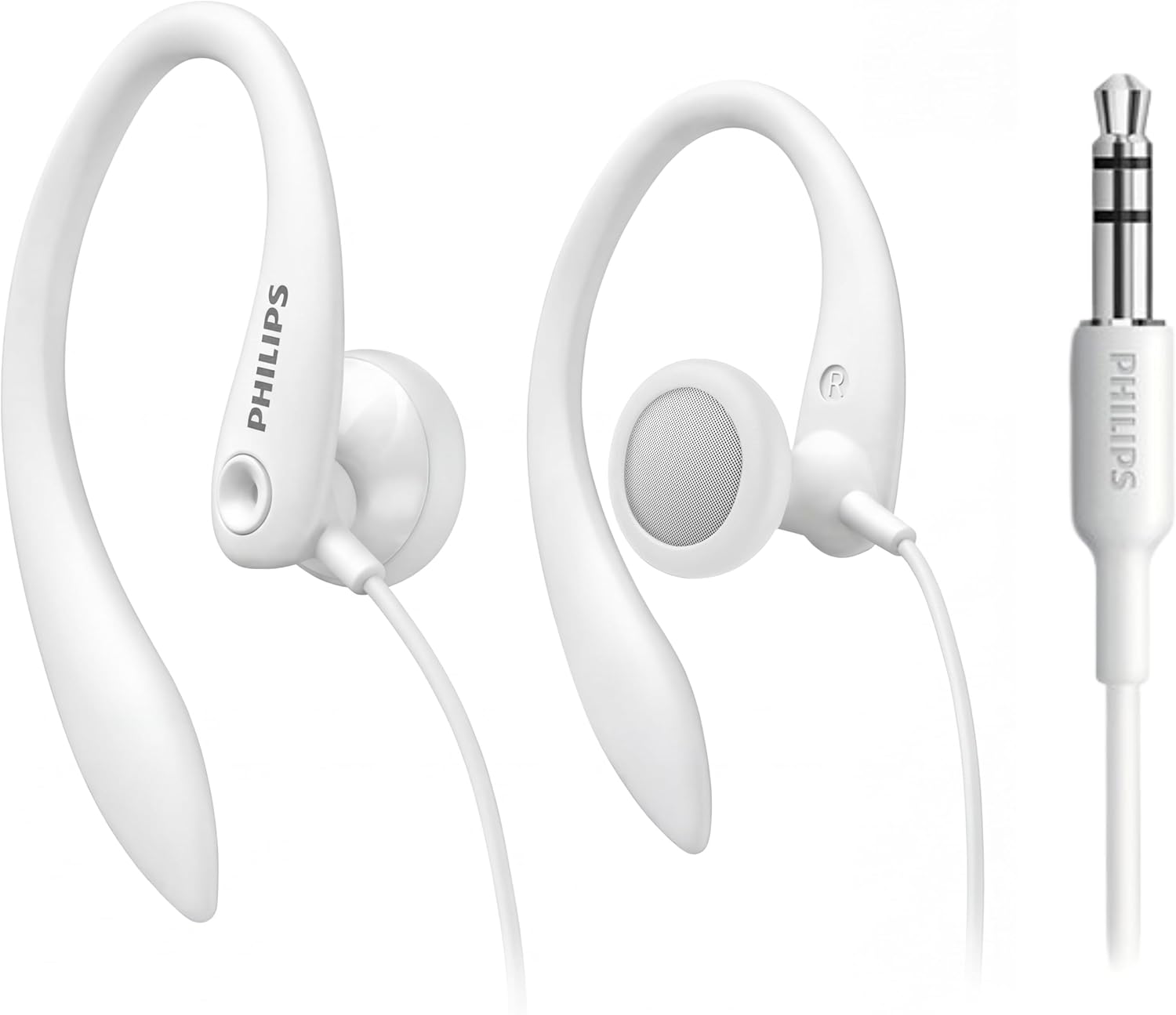 Detalle de Philips SHS3200WT/37 Flexible Earhook Wired Headphones (White)