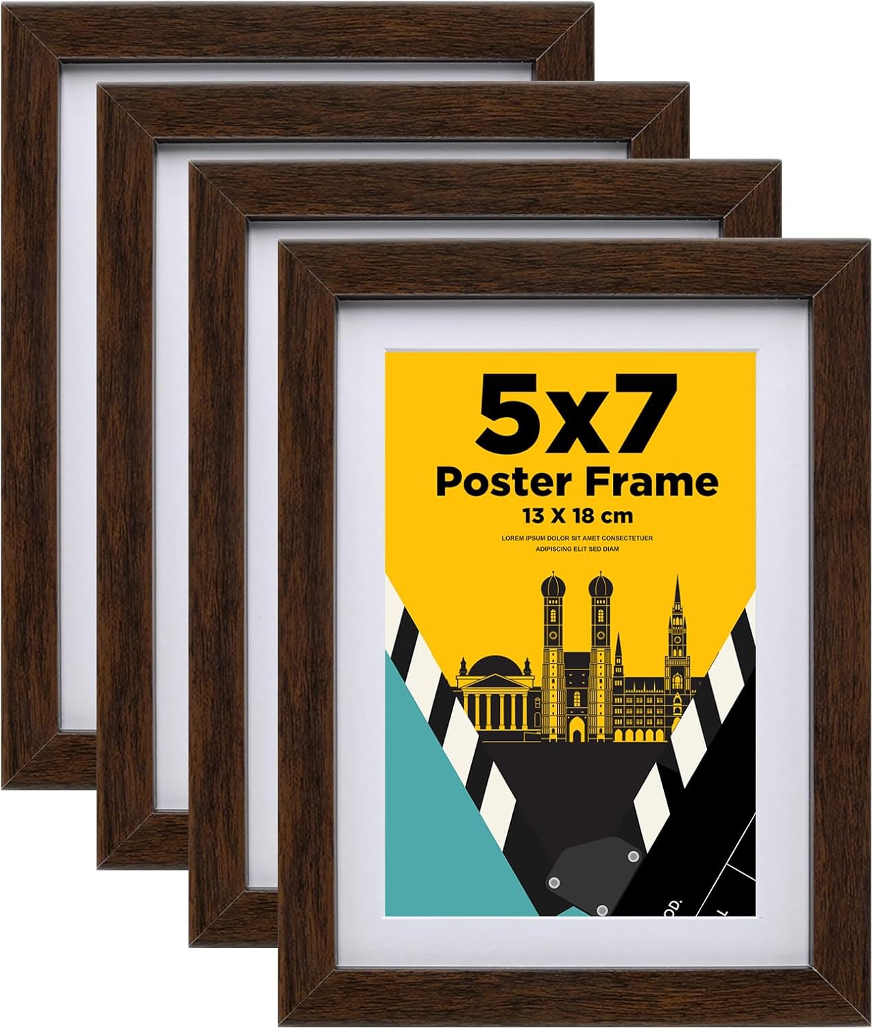 Detalle de Egofine Bilderrahmen-Set 13 x 18 cm (4er-Pack) mit Acrylglas, Holzrahmen braun für Wand- und Tischmontage