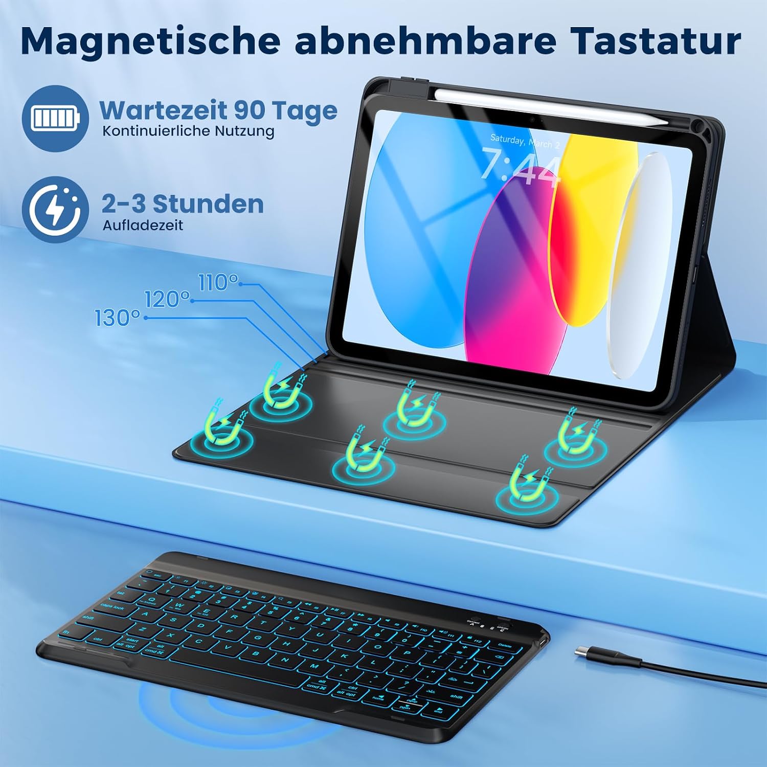 Thumbnail 6 de OYEEICE Tastaturhülle für iPad A16 11 Gen