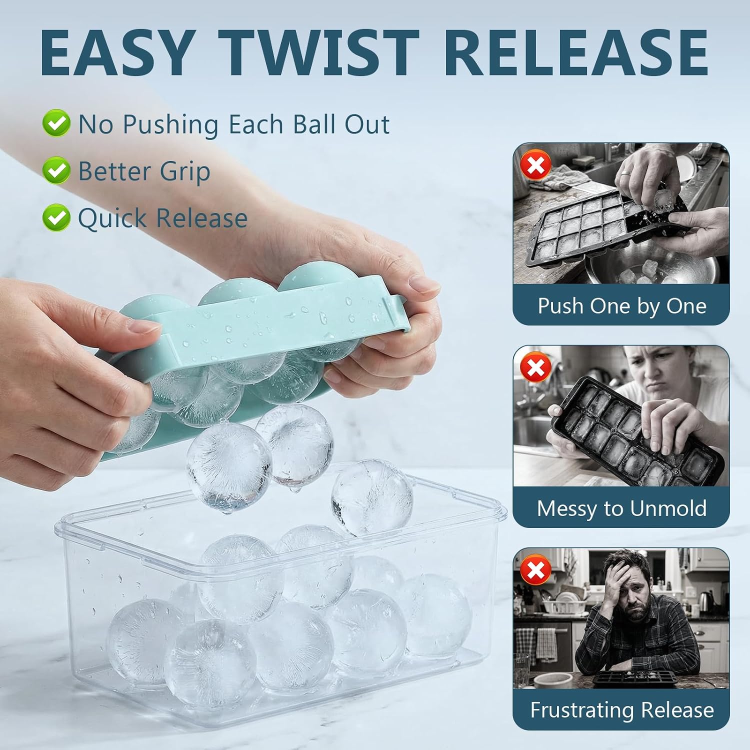 Detalle de WIBIMEN Large Ice Cube Molds 1.9in 6 Balls 🍸