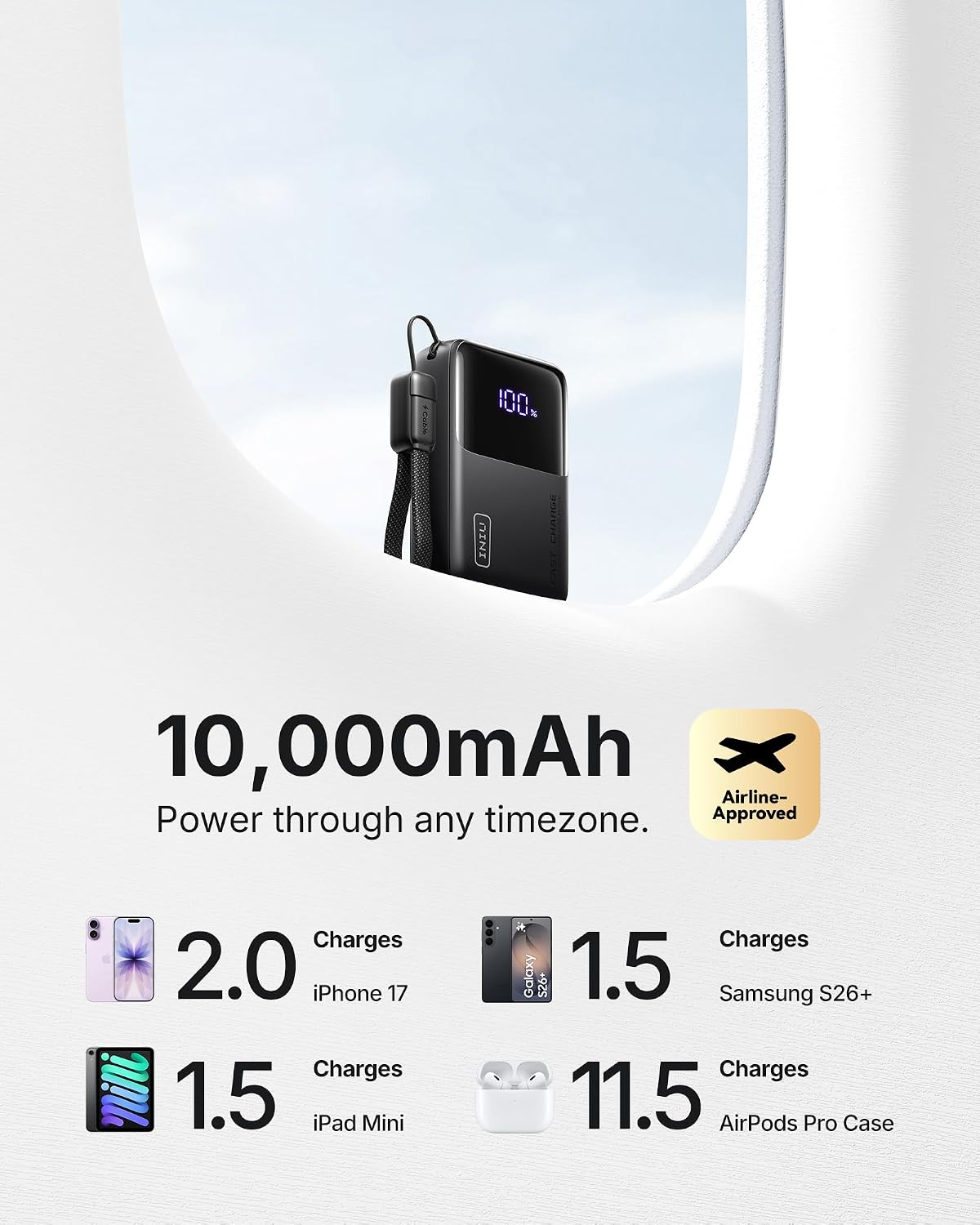 Detalle 2 de INIU portable power bank 10,000mAh