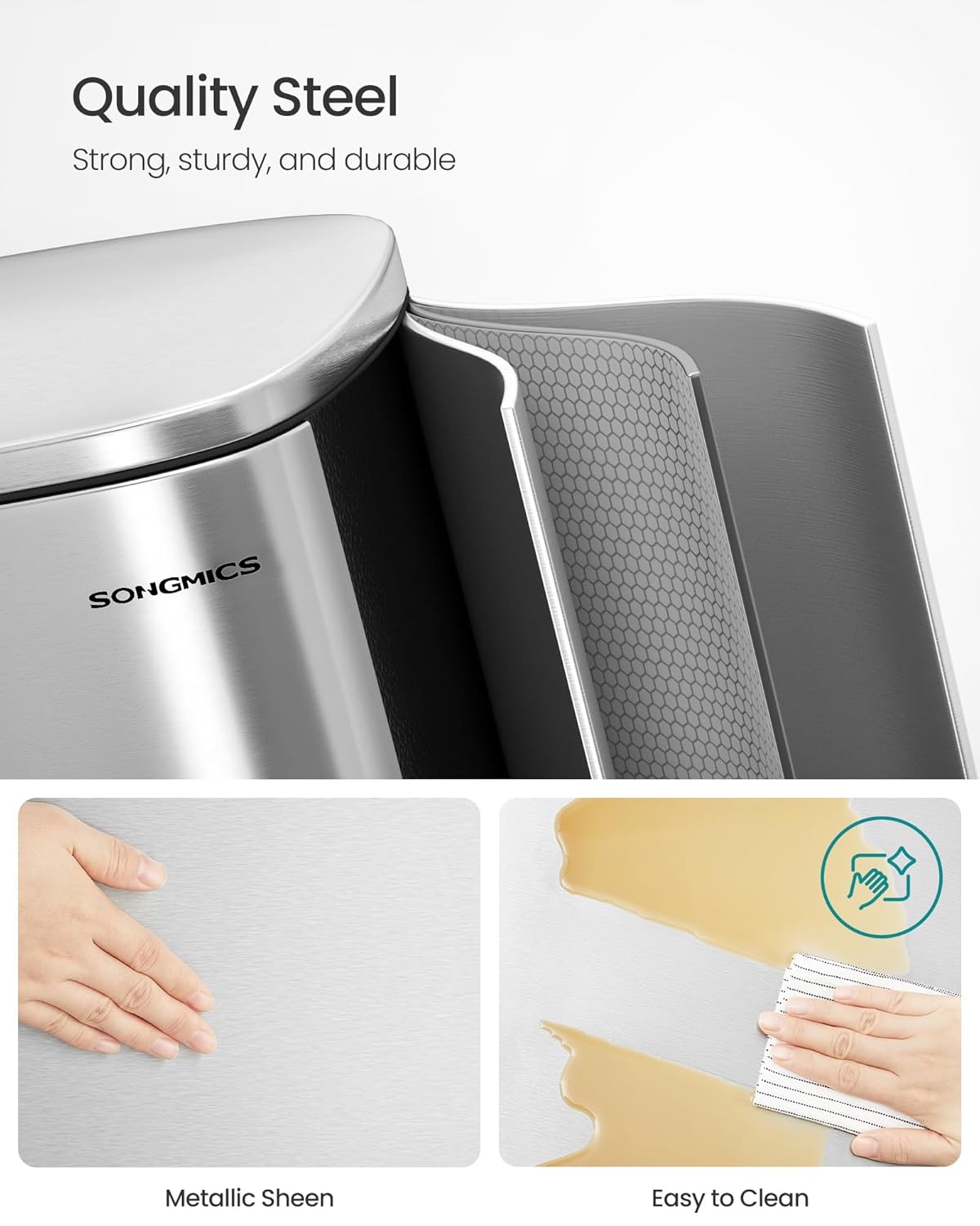 Thumbnail 2 de SONGMICS LTB050E01 50 L kitchen pedal bin with soft close lid and inner bucket