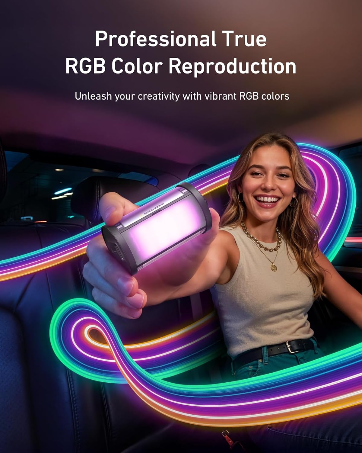 Thumbnail 2 de TELESIN Magnetic RGB Video Light with cold shoe mount (CRI 95+, 2700–7500K)