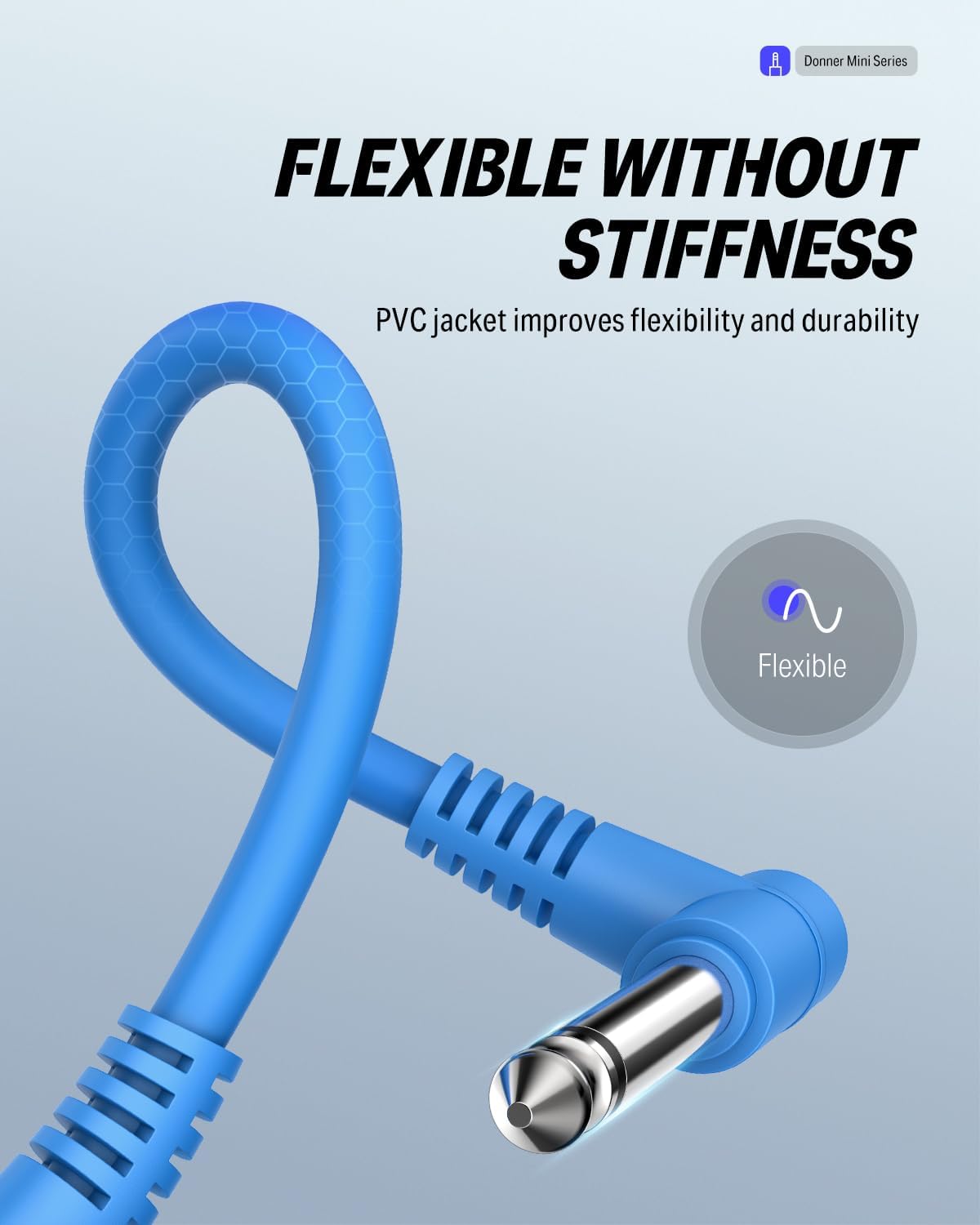 Detalle de Donner EC2010 Guitar Patch Cables, 12-Inch 6-Pack with 1/4-Inch TS Plugs