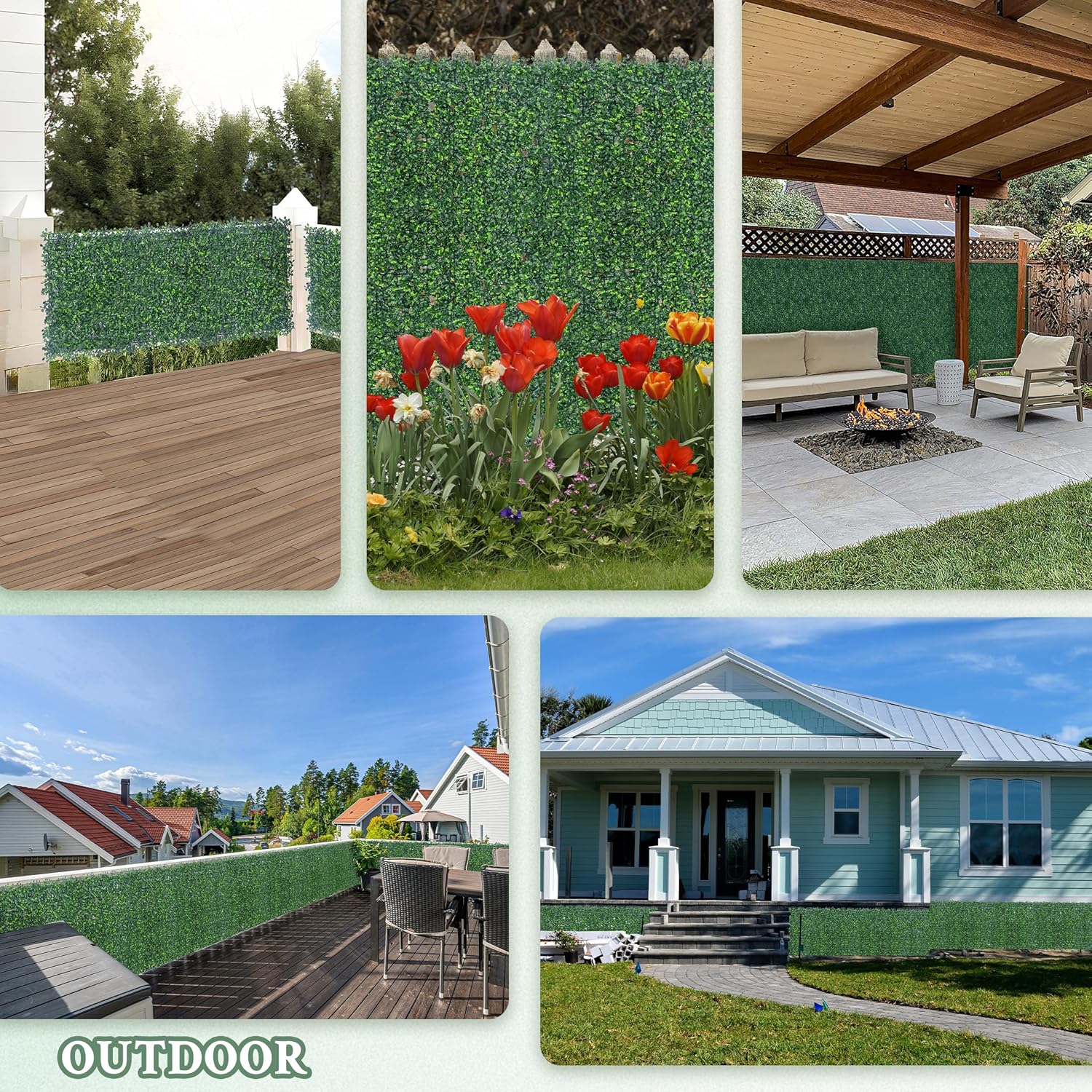 Thumbnail 5 de ODTORY Artificial Boxwood Wall Panels (20x20 inch, 14 pcs) for Privacy & Greenery Screens