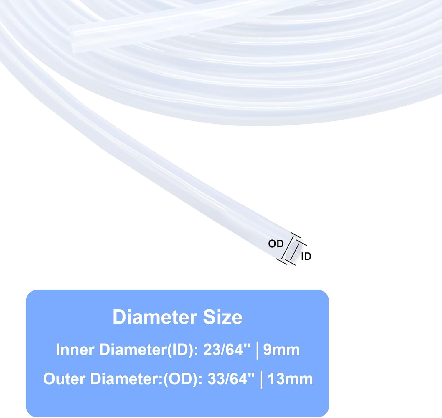 Detalle de LAVMHAB Silikonschlauch 9 mm x 13 mm – 6 m lebensmittelechter, flexibler Silikonschlauch