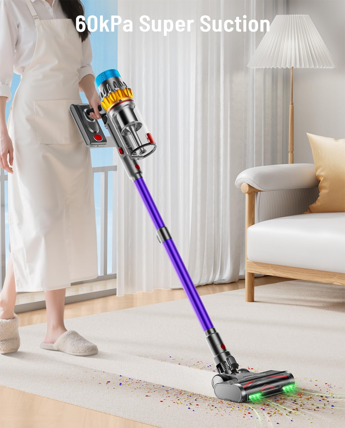 Detalle 2 de JRFYHFT V16 PRO Cordless Stick Vacuum, 650W, 60KPA, 1.8L Dust Cup