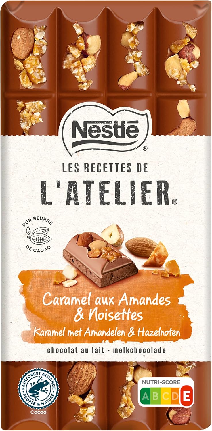 Thumbnail 2 de Nestlé Les Recettes de l'Atelier – Tablette Chocolat au Lait Caramel Amandes et Noisettes 170 g (Lot de 2)