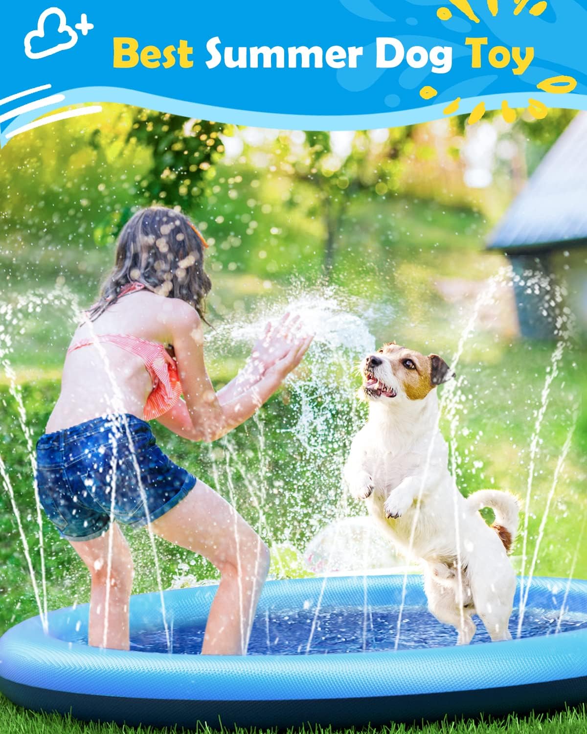 Detalle de Peteast Splash Pad for Dogs & Kids (67in) – Anti-Slip, 0.58mm Thickened PVC Pool for Large Dogs