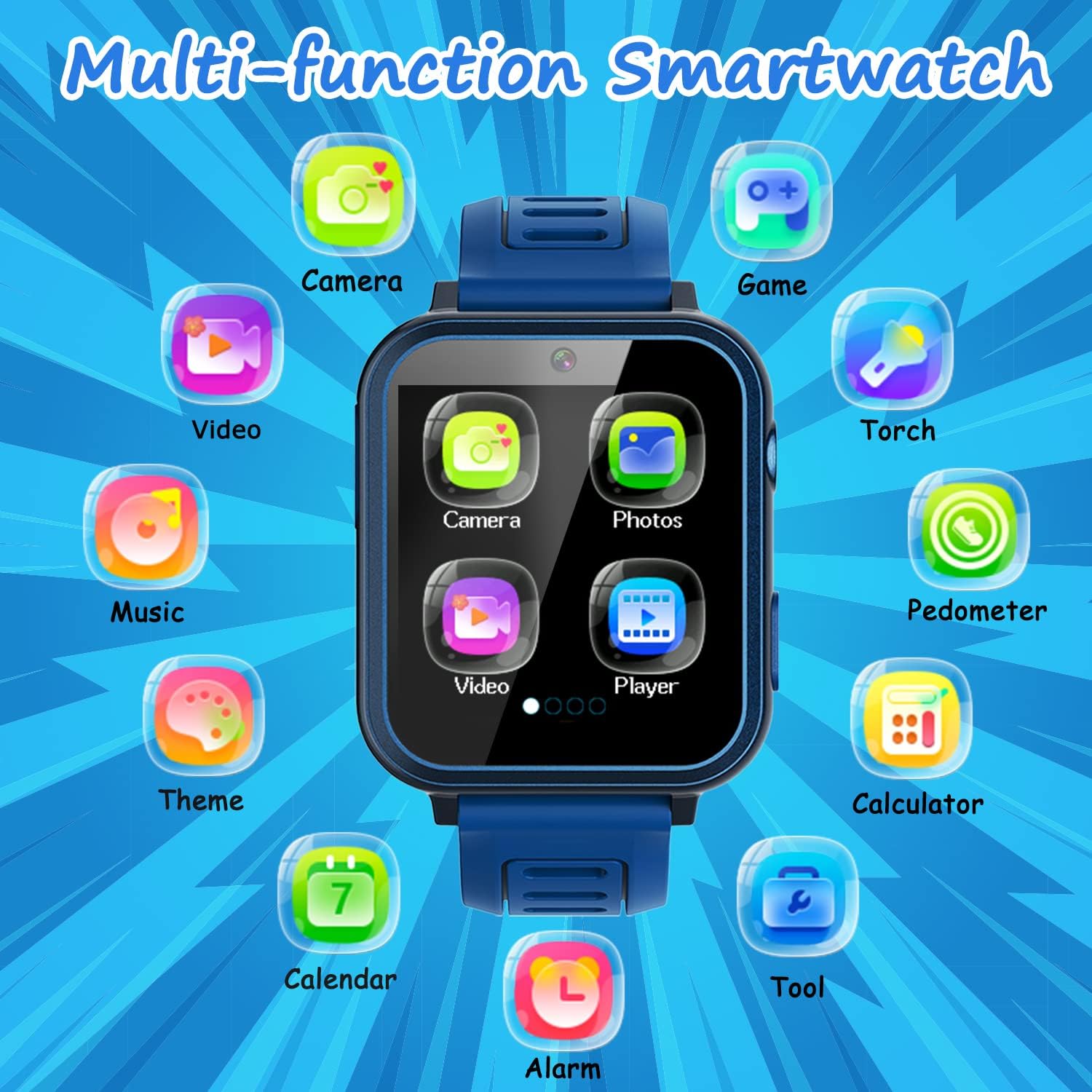 Detalle de Wiszodet S16 Kids Smartwatch with 39 Games, HD Touchscreen, Camera & Music