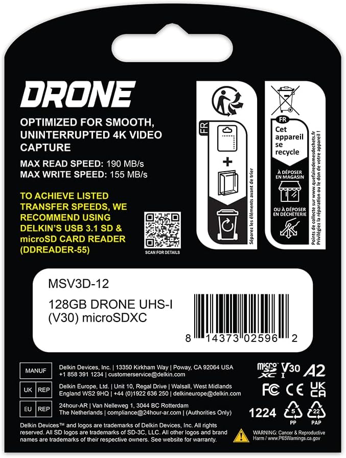 Thumbnail 3 de Delkin Devices Drone 256GB microSD Card: High-Performance Storage for 4K Drone Footage