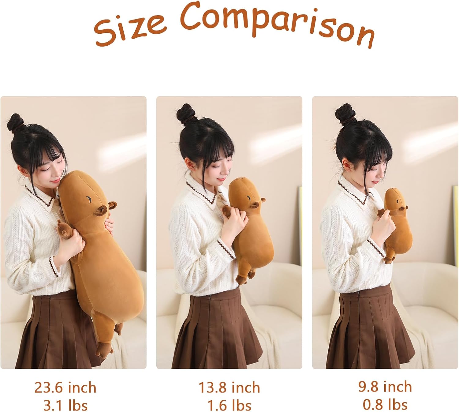 Thumbnail 4 de SQEQE Weighted Capybara Plush (9.8 inch, 0.8 lbs) — weighted stuffed animal pillow toy
