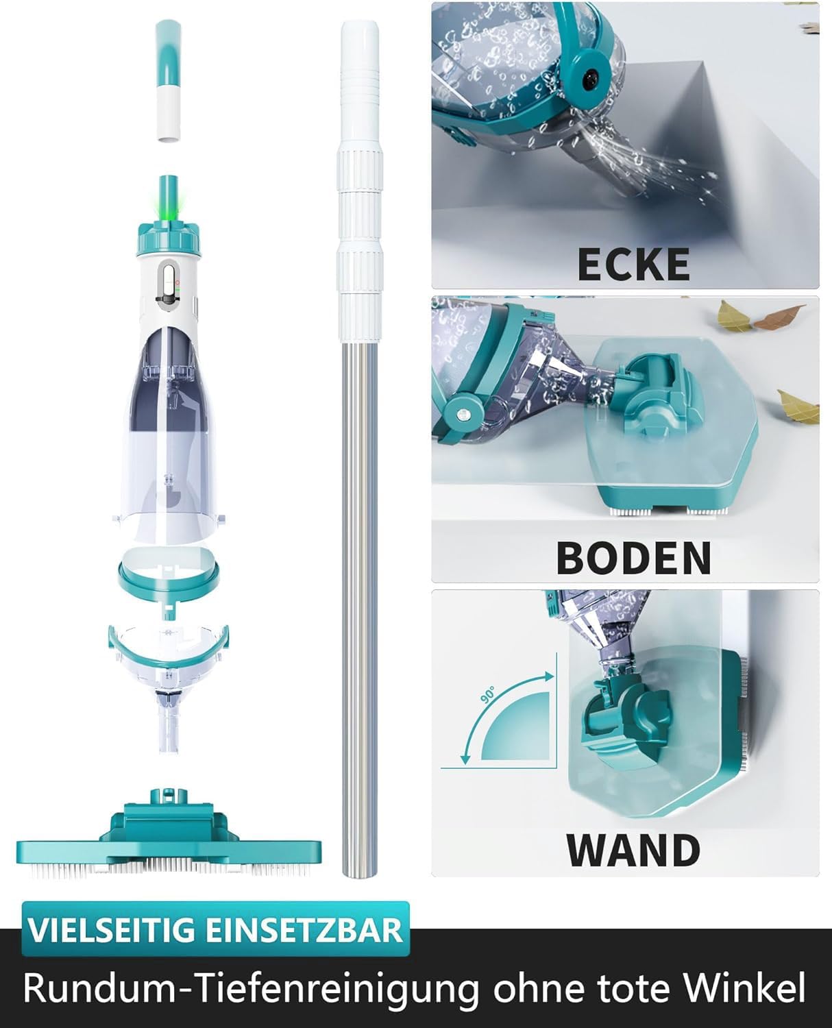 Thumbnail 3 de FOTING Akku-Poolsauger mit All-Angle-Saugfunktion, bis 4.200 l/h und LED-Display (für oberirdische Pools)