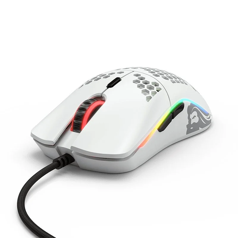 Detalle de Glorious Model O- Ratón gaming 12.000 DPI blanco mate