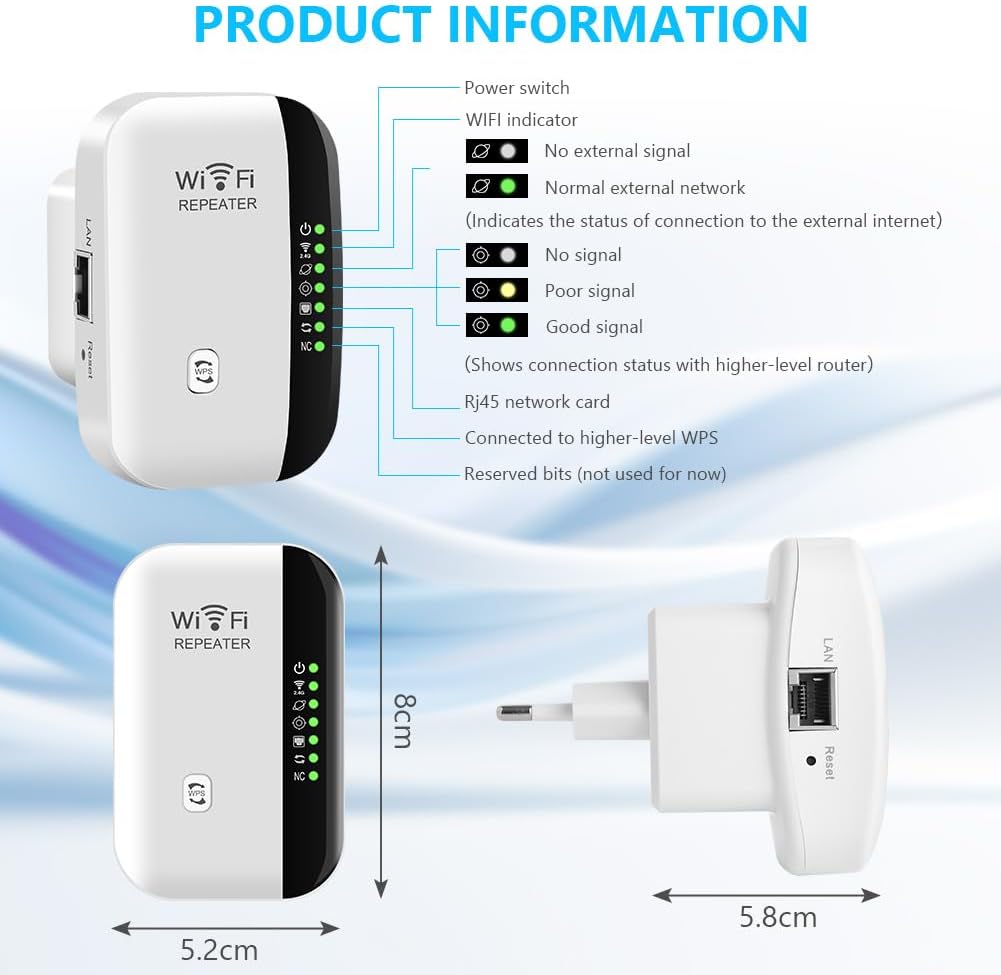 Thumbnail 1 de Flintronic WiFi Extender Booster WLAN Repeater 300 Mbit/s (2,4 GHz) mit Ethernet-Port