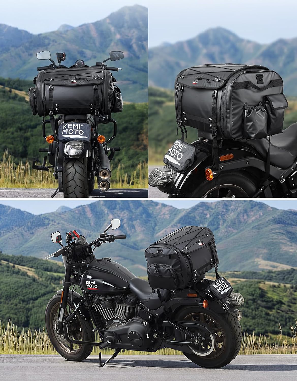Thumbnail 6 de KEMIMOTO 60L Motorcycle Travel Luggage Bags: Waterproof Expandable Tail Bag with Rain Cover
