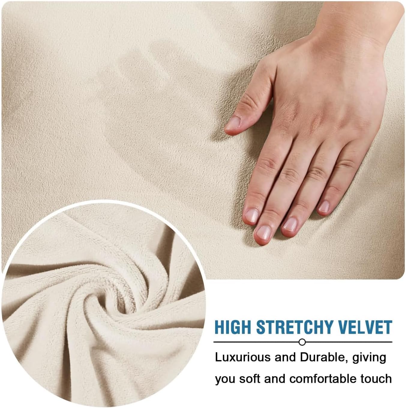 Thumbnail 3 de H.VERSAILTEX 3 Piece Stretch Sofa Covers for 2-Cushion Couch (Cream, Medium) – A Practical Upfit for Old Furniture