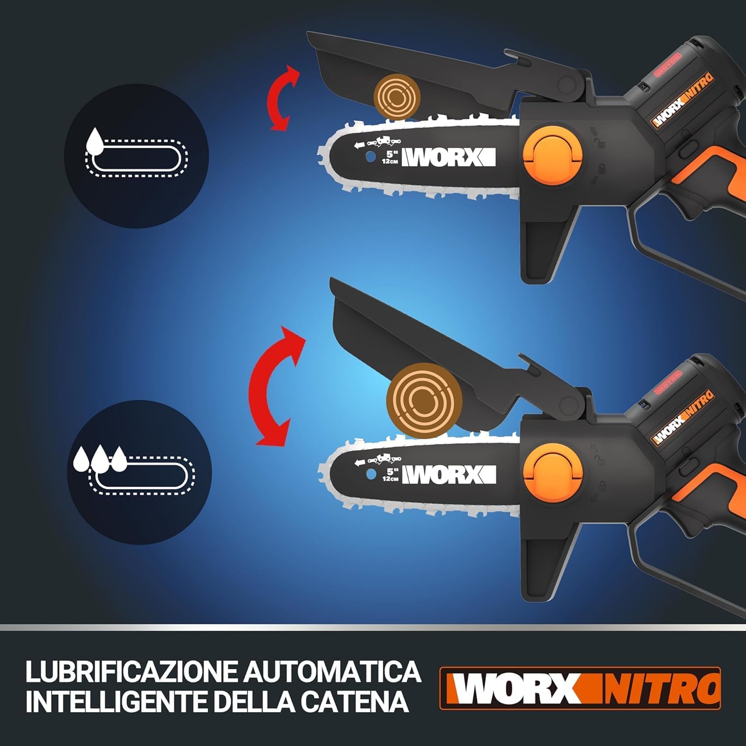 Thumbnail 3 de WORX WG324E.1 18V (20V MAX) Mini Motosega a Batteria – Compatibilità PowerShare, barra 12 cm