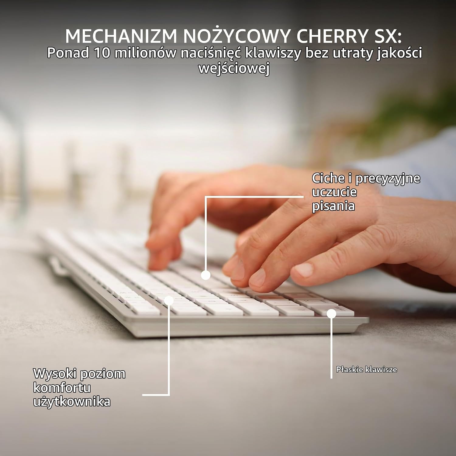 Detalle de CHERRY KC 6000 Slim for Mac (JK-1610DE-1) – srebrna klawiatura USB-A