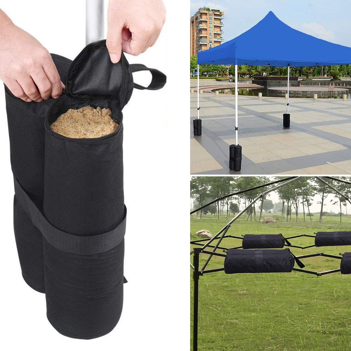 Detalle de RIOGOO set da 4 sacchi di sabbia per tende pop up e gazebo, in tessuto Oxford 600D con doppia cucitura