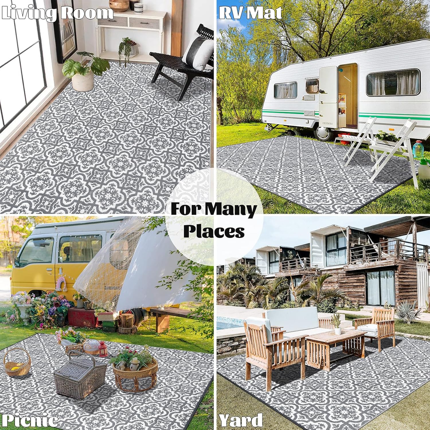 Thumbnail 6 de Enyhom Large Outdoor Rug for Garden 180x270cm