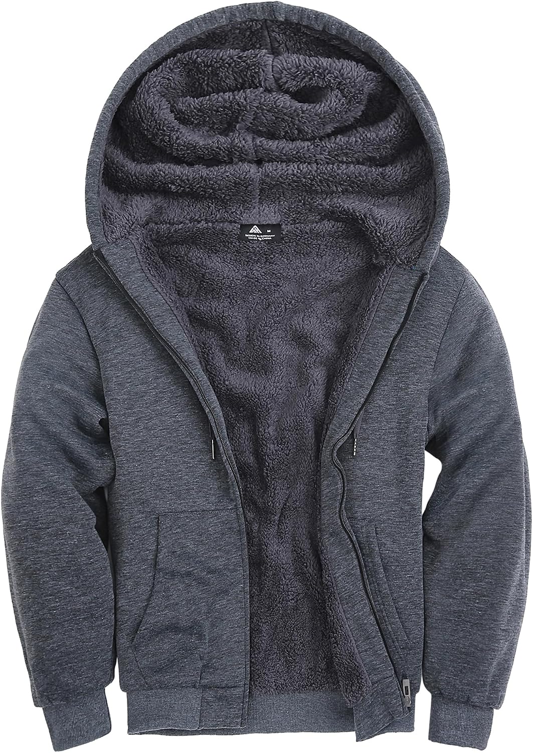 Thumbnail 2 de ZITY Men's Heavyweight Sherpa-Lined Zip-Up Fleece Hoodie with Adjustable Hood