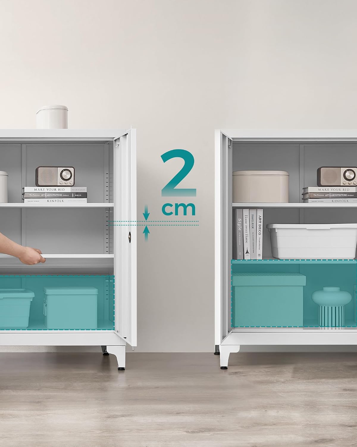Detalle 1 de SONGMICS OMC013G01 – stalowa szafka zamykana, 80 × 40 × 90 cm