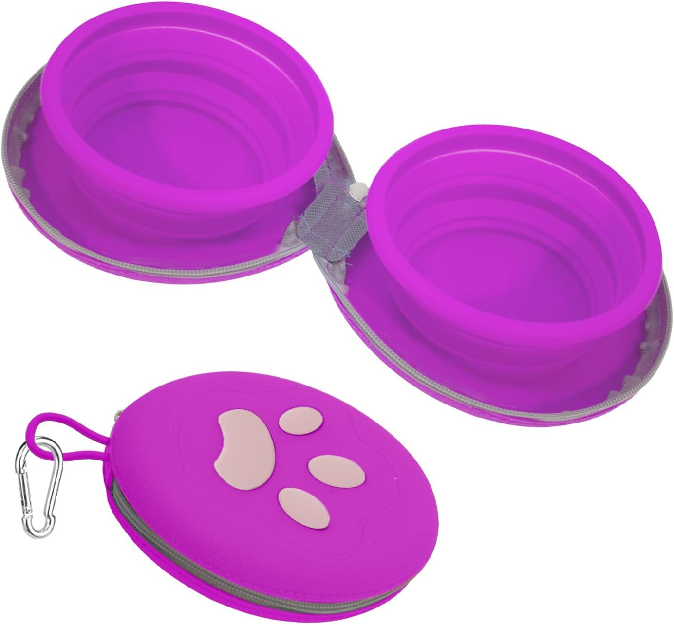 Detalle de Gdsun Travel Bowls-Purpie 2-in-1 Collapsible Dog Travel Bowl with Carabiner