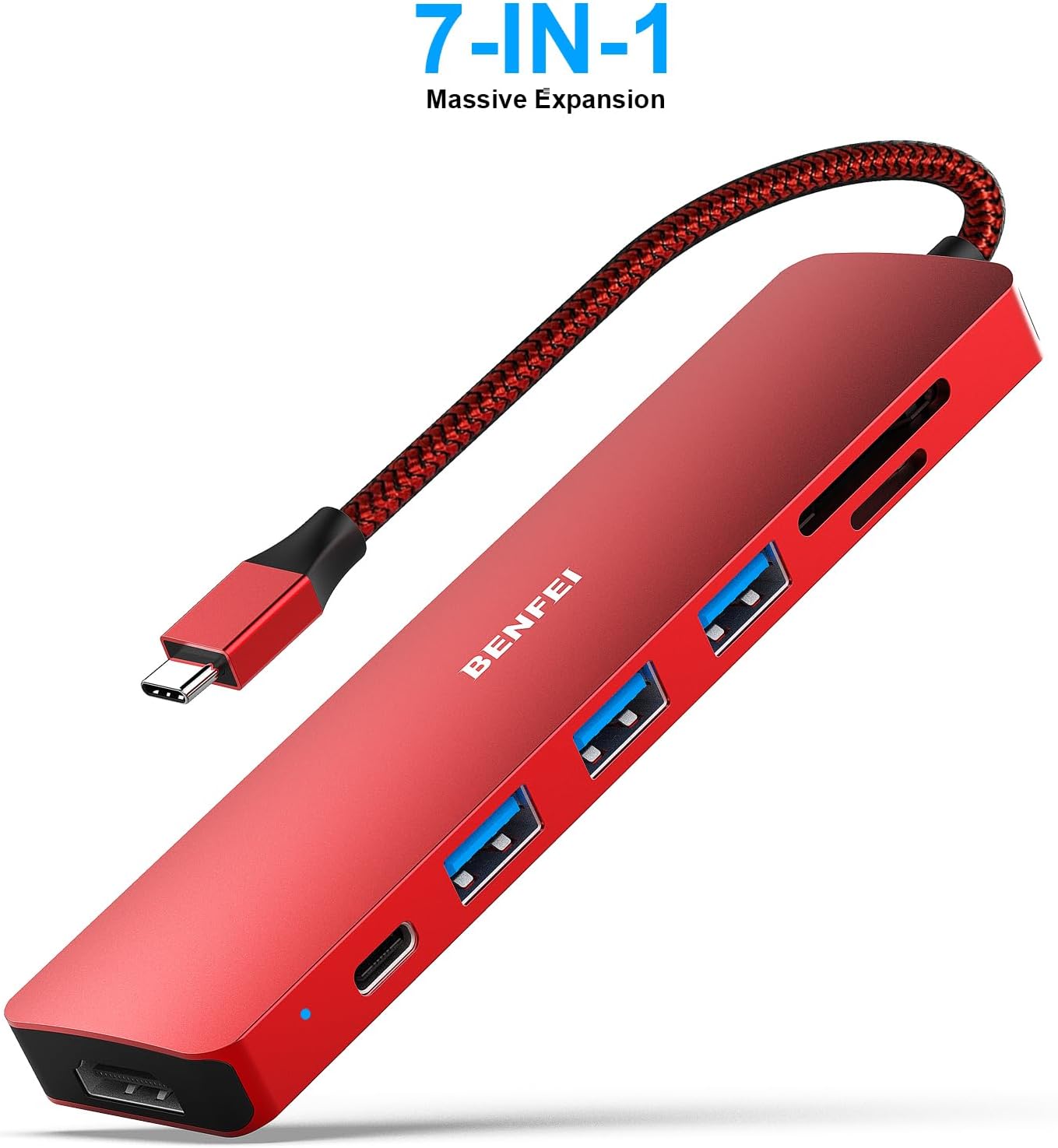 Detalle 2 de BENFEI USB C HUB 7-in-1: Multiport Adapter with HDMI 4K, PD 100W and SD/TF Card Readers