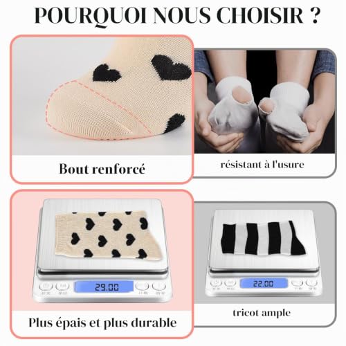 Detalle de Cirorld 10 paires de chaussettes femme mi-hautes, coton peigné, taille 39-42