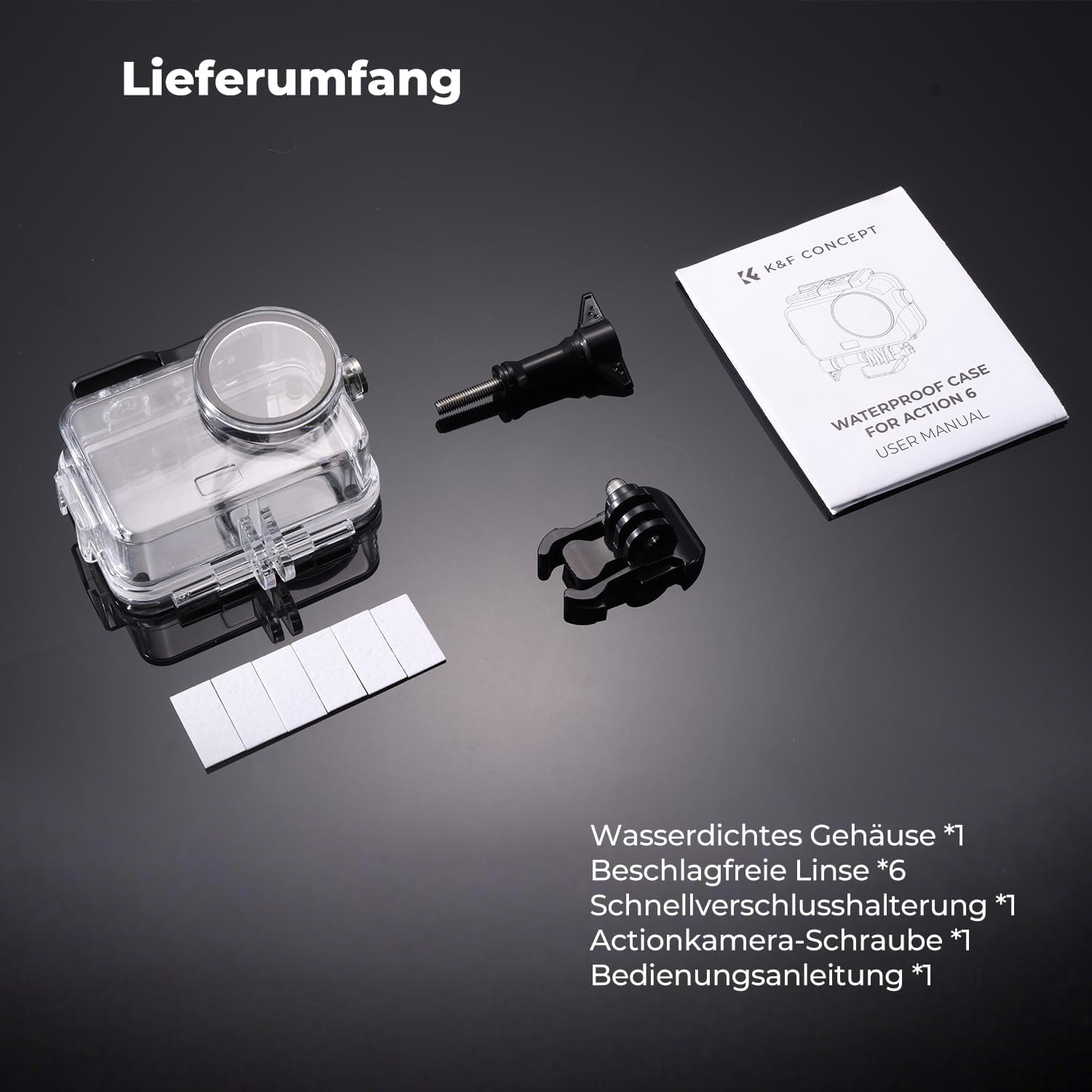 Thumbnail 6 de K&F CONCEPT wasserdichtes Gehäuse für DJI Osmo Action 6 (bis 60 m, Cold Shoe, Anti-Beschlag)