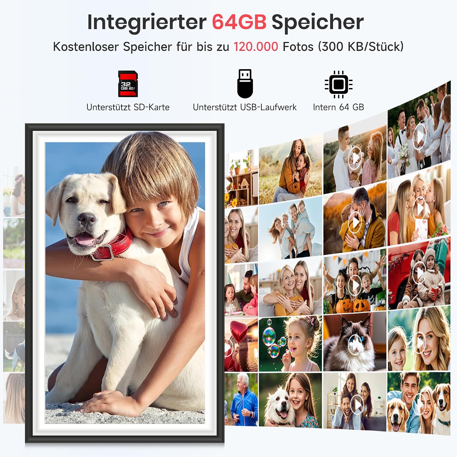Thumbnail 4 de FRAMEO 64 GB digitaler Bilderrahmen 15,6 Zoll