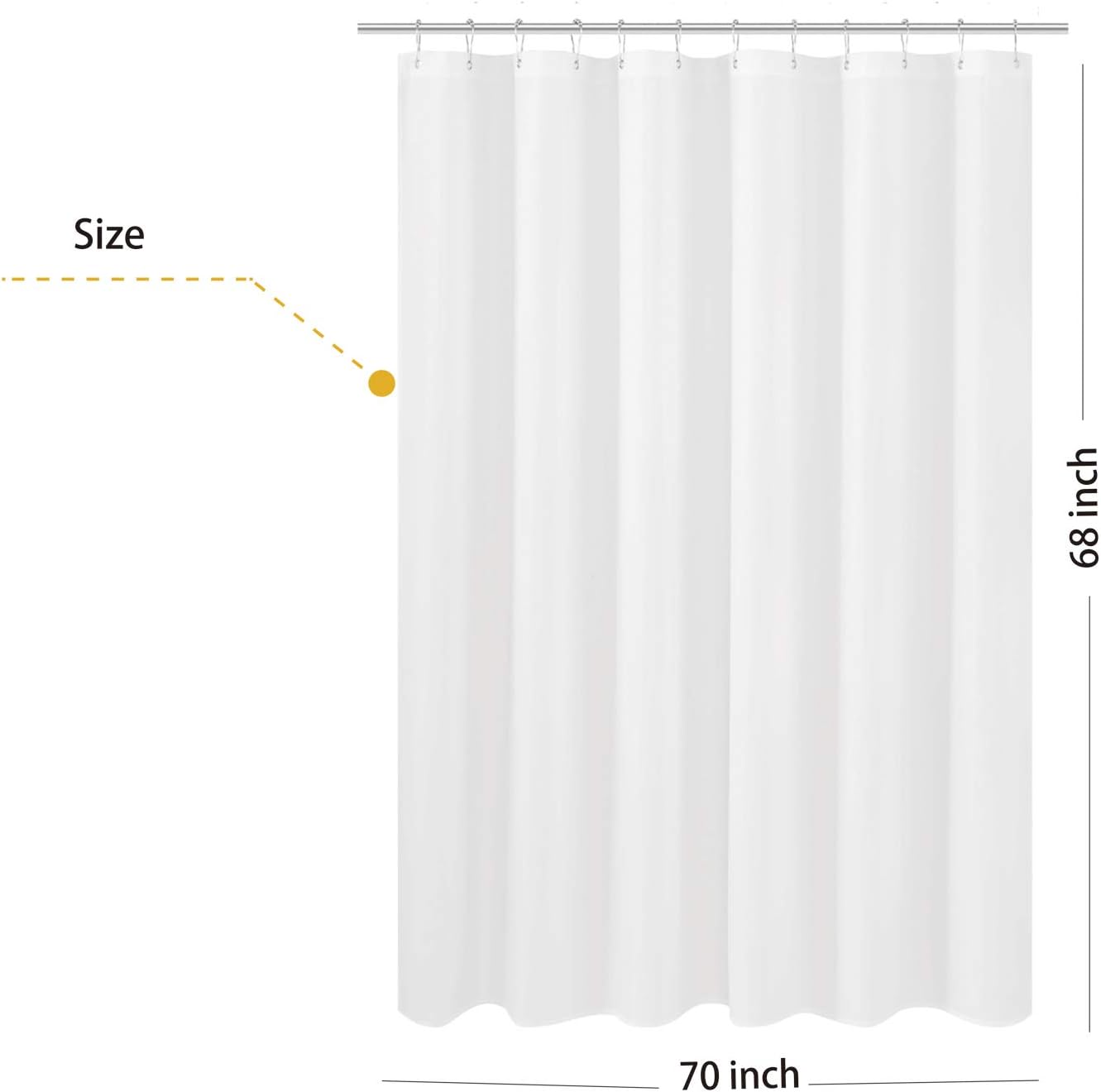 Detalle 1 de N&Y HOME 70 x 68-Inch Fabric Shower Curtain Liner with Bottom Magnets